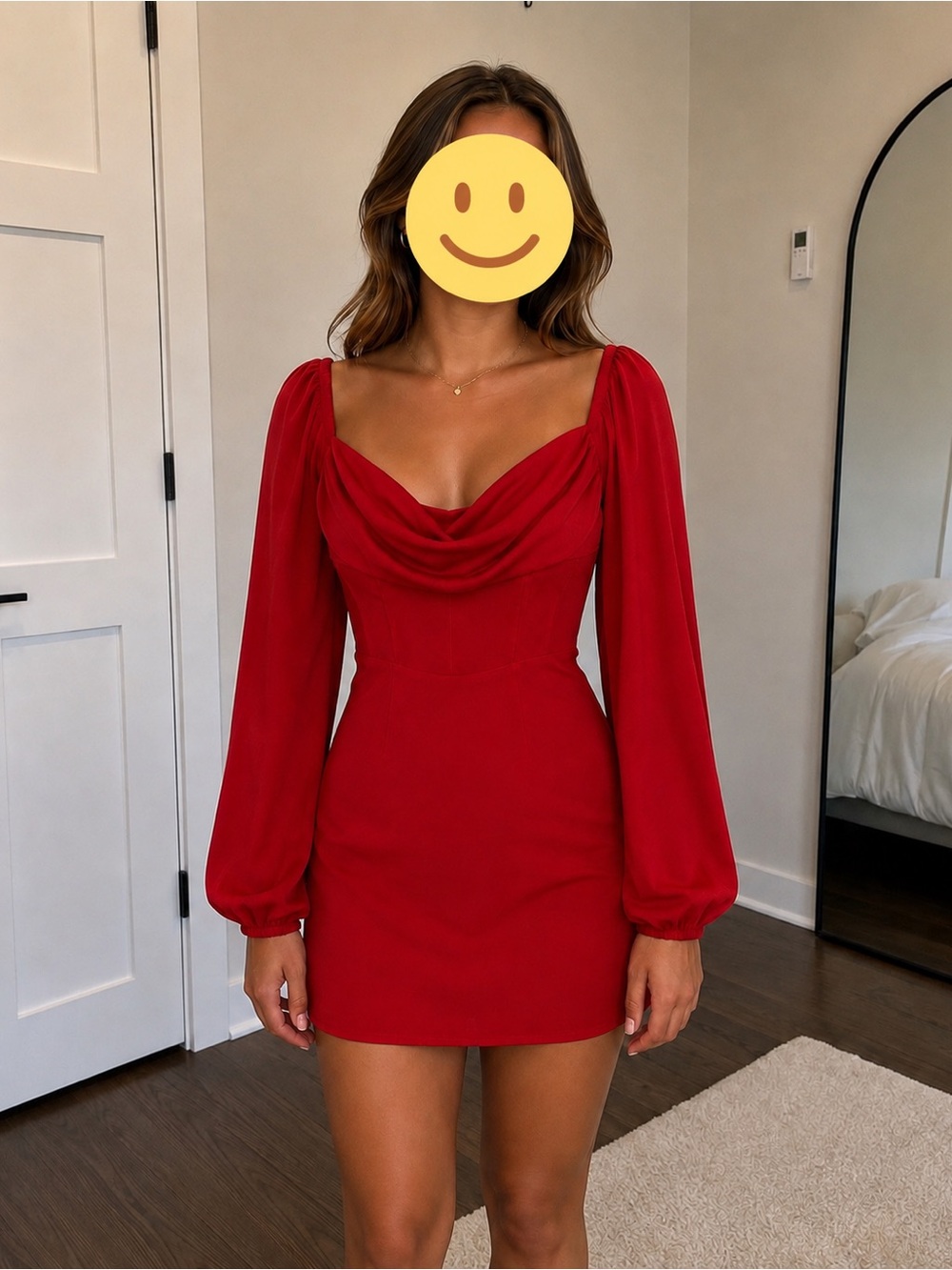 PRINCESS POLLY Size 6 Red Mini dress balloon sleeves Short Dance Formal